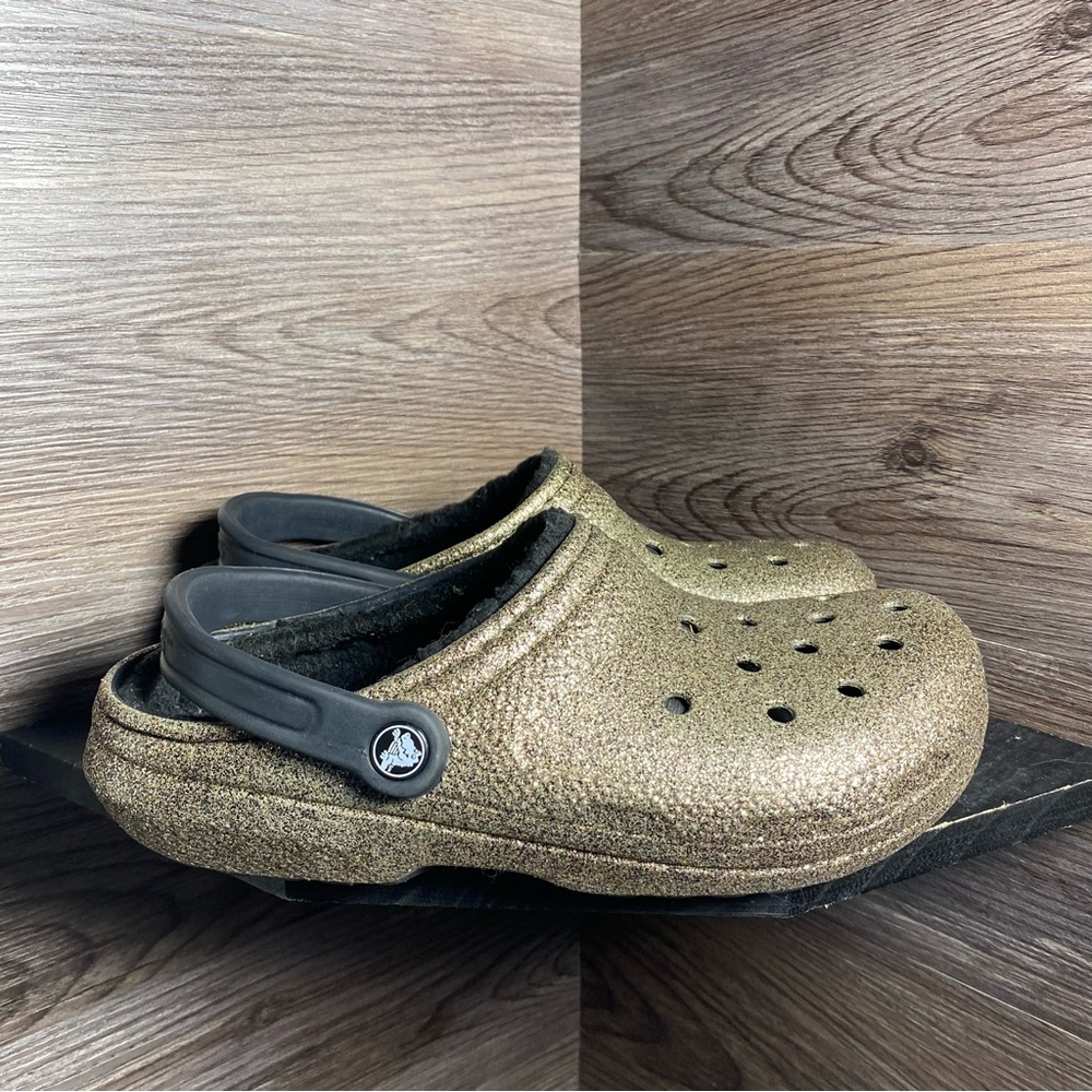 Crocs gold glitter lined clog